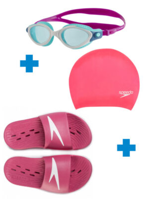 Комплект Плувни очила + Плувна шапка + Джапанки за жени