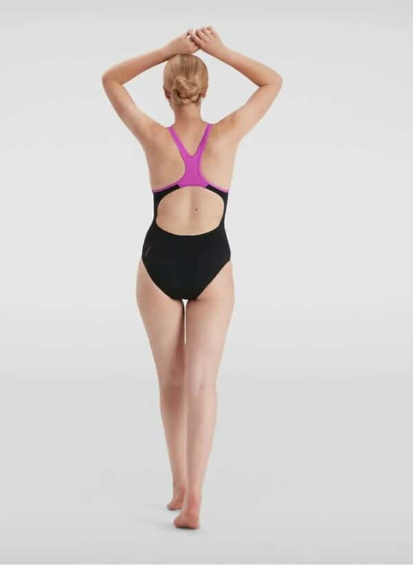 Цял бански за жени Speedo Plim Openback Purple Black - Image 3