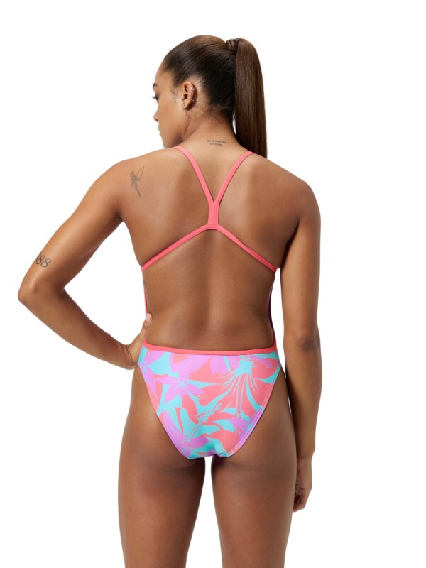 Цял бански за жени Speedо club training printed V back pink / green - Image 2